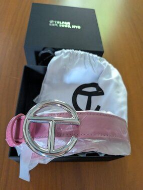 Telfar Logo Belt - Silver/Pink